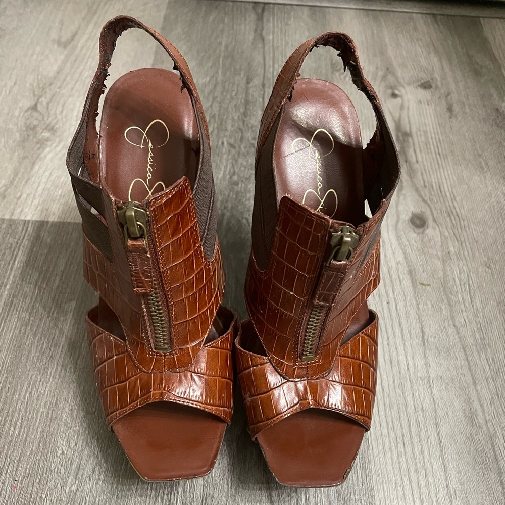 Jessica Simpson red platform sandals